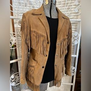 Vintage fringed suede jacket, hip length